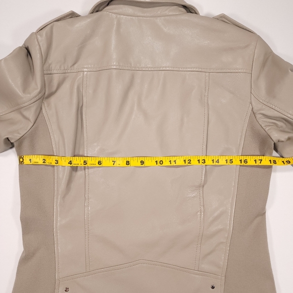 Johnston Murphy Women's Leather Moto Jacket Size Small Light Gray Good Condition - Picture 10 of 14